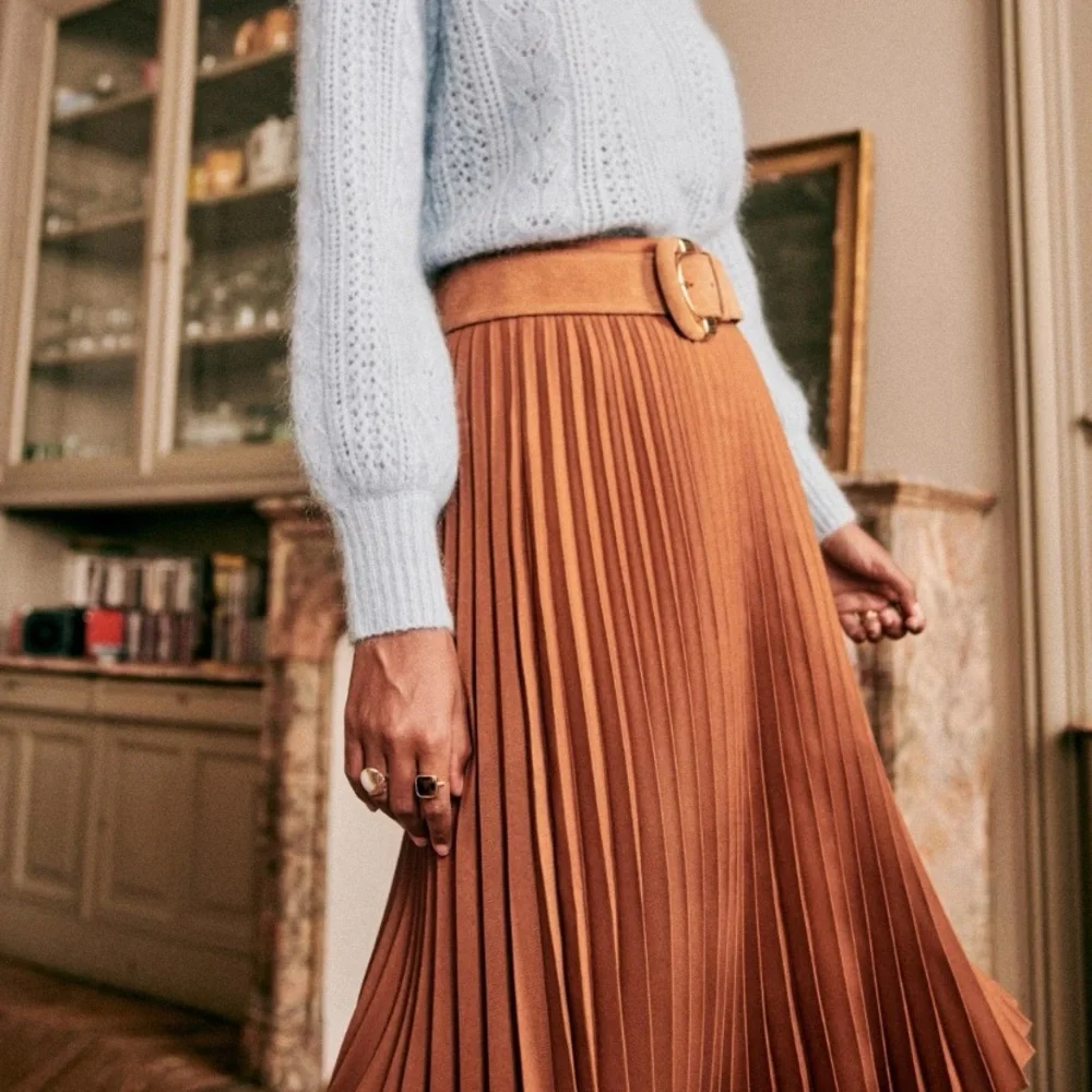 Sezane Midi-length pleaded skirt NWT - Picture 3 of 6